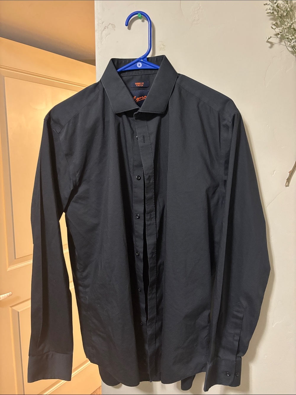 Egara Black Men's Dress Shirt - Modern Spread Collar